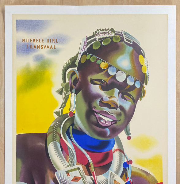c.1950s South Africa Land of Sunshine and Adventure Ndebele Girl Transvaal
