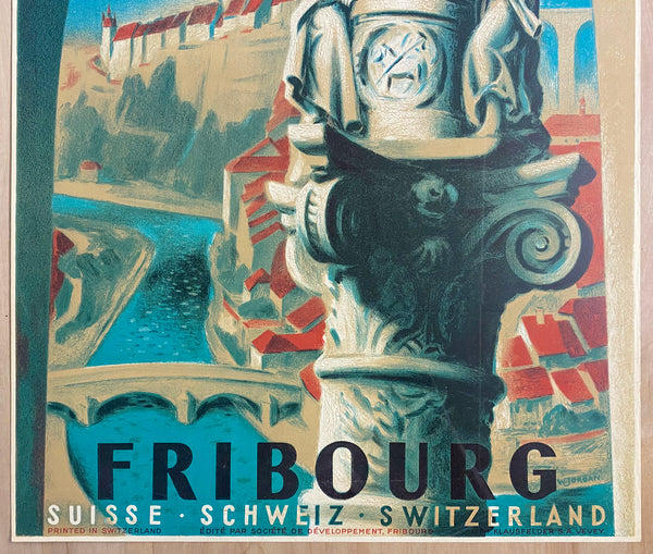 c.1940s Fribourg Suisse Switzerland Travel Willy Jordan