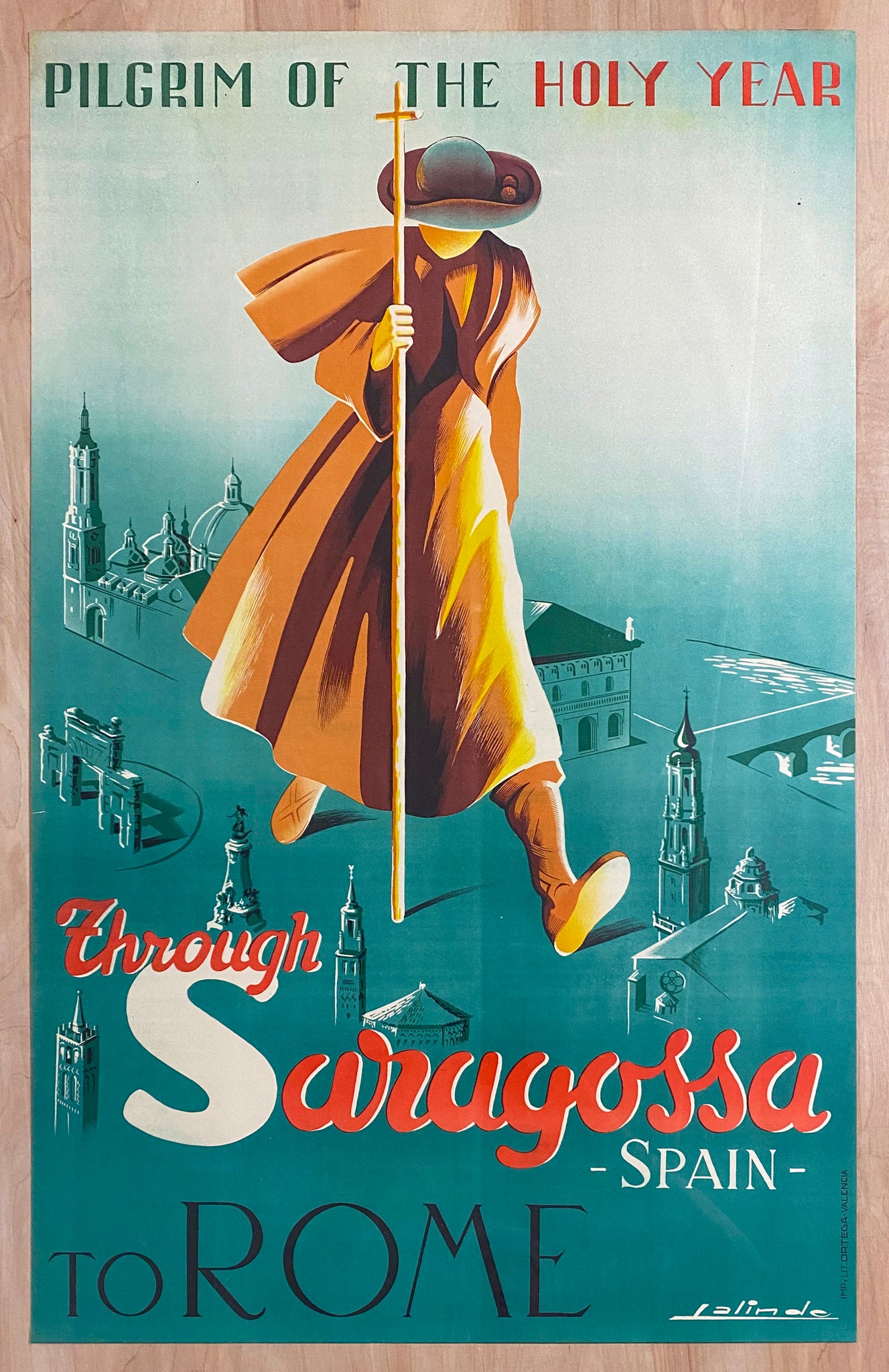 1950 Pilgrim of the Holy Year Saragossa Spain to Rome Lalinde