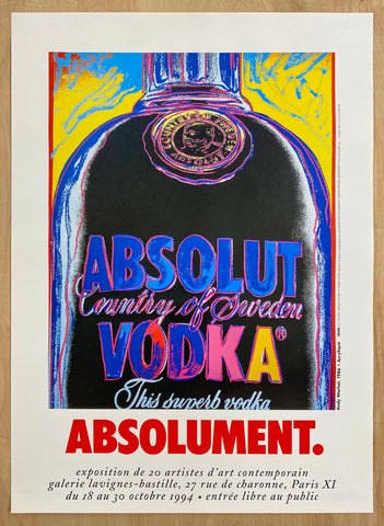 1994 Absolut Vodka Absolument by Andy Warhol Laville Bastille Gallery Exhibit