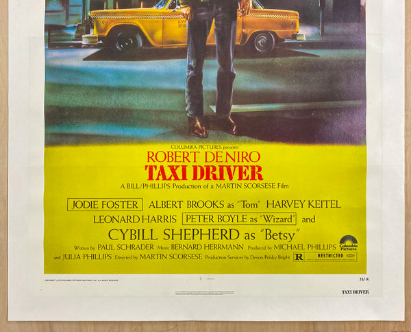 1976 Taxi Driver Folded One Sheet Linen Backed Neo-Noir Martin Scorsese Travis Bickle
