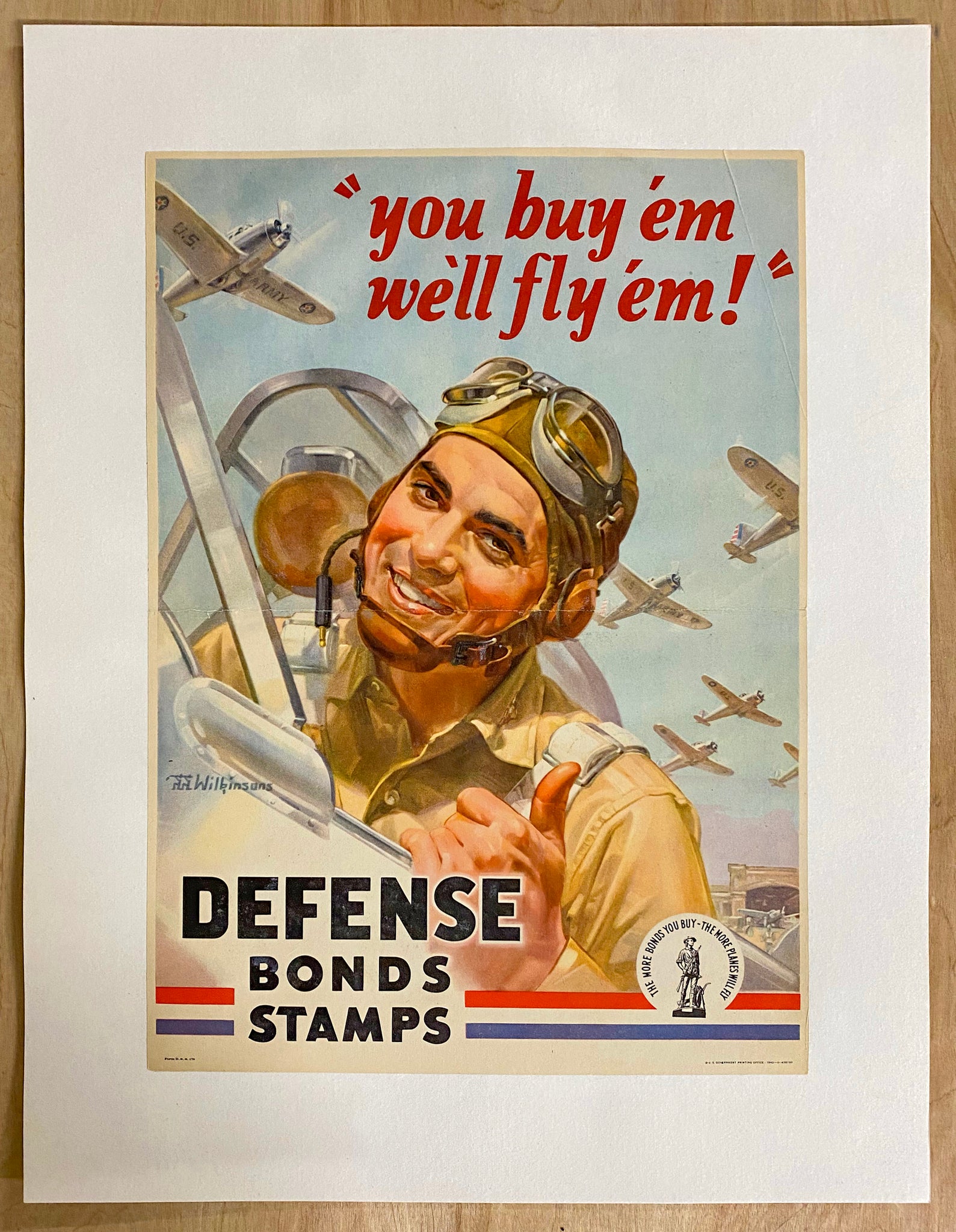 1942 You Buy 'Em We'll Fly 'Em Defense Bonds Stamps Walter Wilkinson WWII