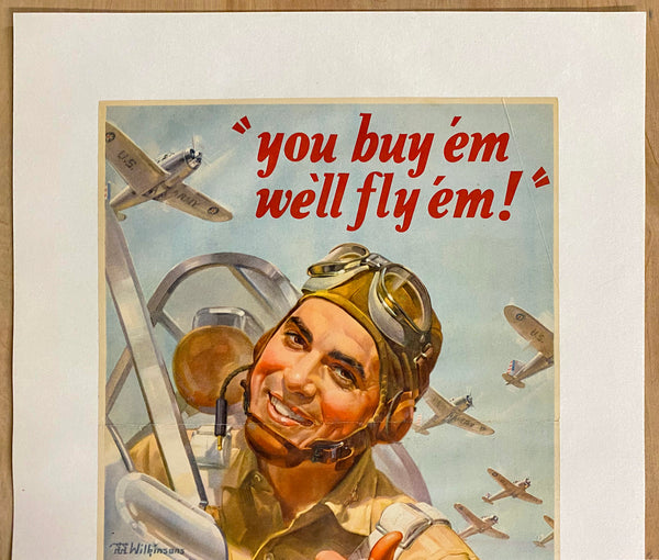 1942 You Buy 'Em We'll Fly 'Em Defense Bonds Stamps Walter Wilkinson WWII