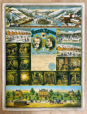 1900 Miner’s Record United Mine Workers Chromolithograph Vickroy Terre Haute UMW