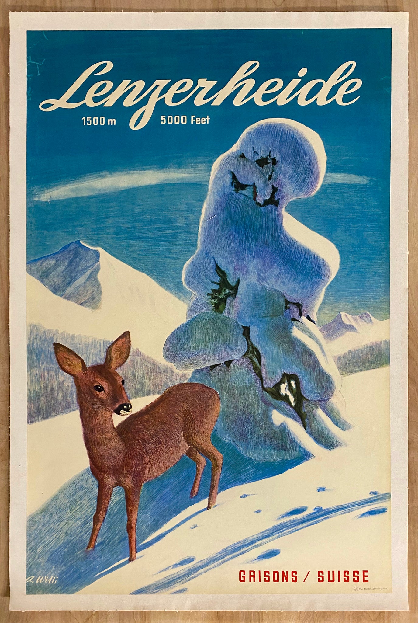 c.1950 Lenzerheide Grisons Switzerland Swiss Travel Winter Ski Resort A. Willi