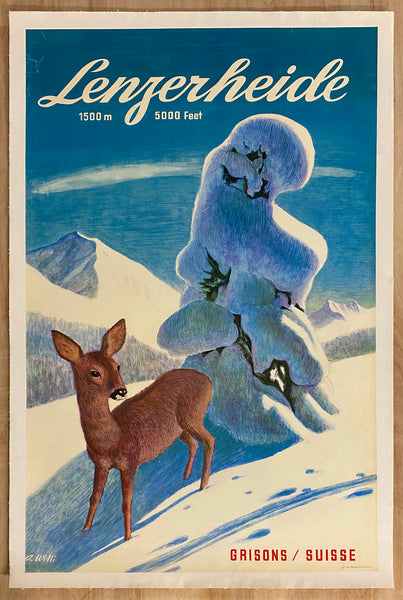 c.1950 Lenzerheide Grisons Switzerland Swiss Travel Winter Ski Resort A. Willi