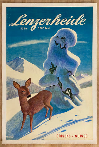 c.1950 Lenzerheide Grisons Switzerland Swiss Travel Winter Ski Resort A. Willi