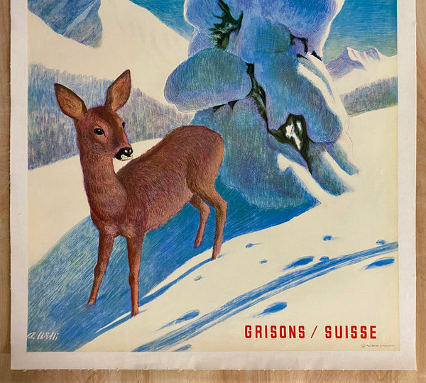 c.1950 Lenzerheide Grisons Switzerland Swiss Travel Winter Ski Resort A. Willi