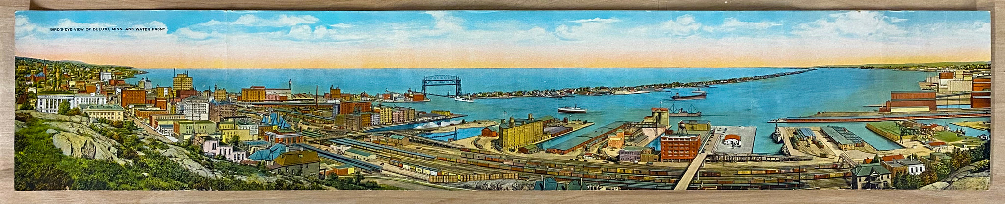 c.1920s Bird’s Eye View of Duluth Minnesota Water Front R.C. Handy Panoramic