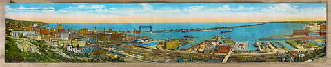 c.1920s Bird’s Eye View of Duluth Minnesota Water Front R.C. Handy Panoramic