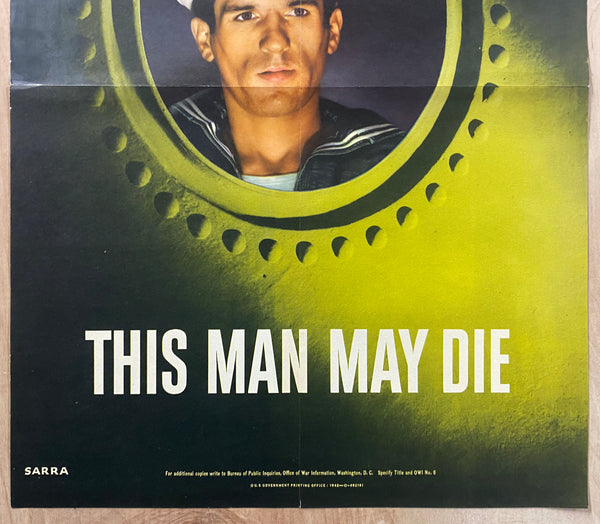 1942 If You Talk Too Much This Man May Die Valentino Sarra WWII OWI