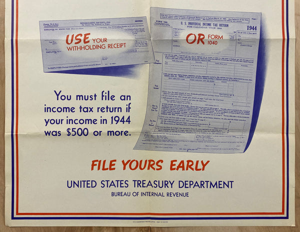 1944 United States Treasury Dept Bureau of Internal Revenue Tax Return