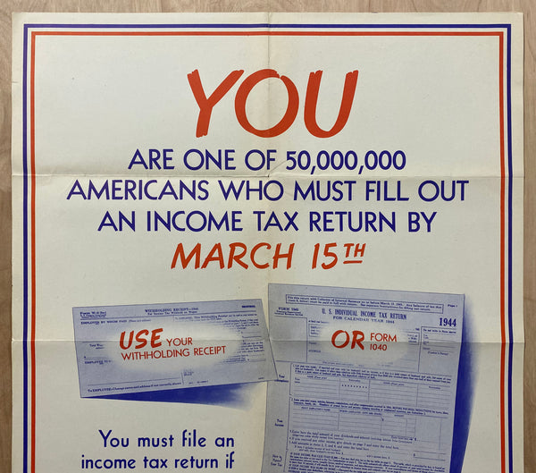 1944 United States Treasury Dept Bureau of Internal Revenue Tax Return