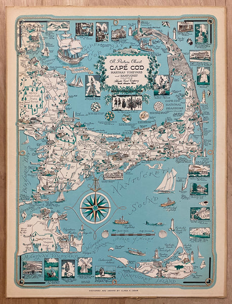 c.1960 Picture Chart of Cape Code Martha’s Vineyard Nantucket Chase Pictorial Map