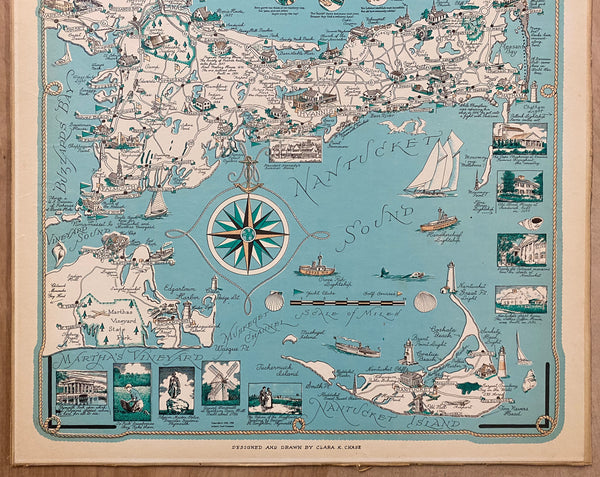 c.1960 Picture Chart of Cape Code Martha’s Vineyard Nantucket Chase Pictorial Map