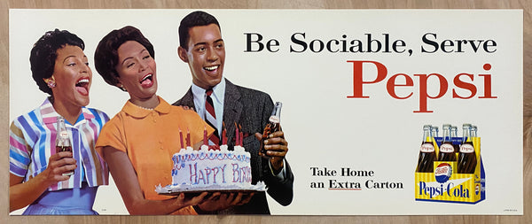 c.1960 Be Sociable Have a Pepsi African Americans Streetcar Sign