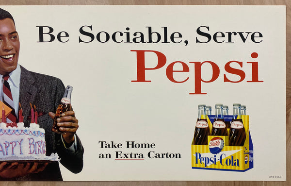 c.1960 Be Sociable Have a Pepsi African Americans Streetcar Sign