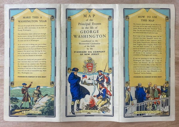 1932 Standard Oil Co. Life of George Washington Pictorial Map
