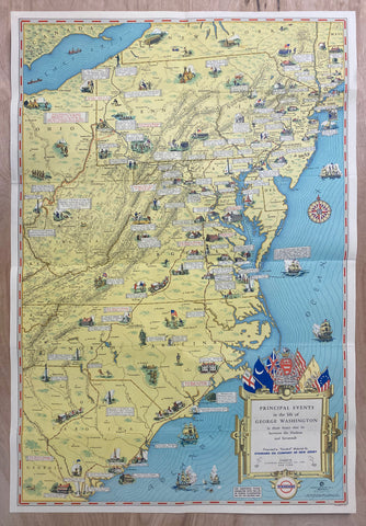 1932 Standard Oil Co. Life of George Washington Pictorial Map