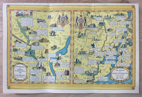 1932 Standard Oil Co. Life of George Washington Pictorial Map
