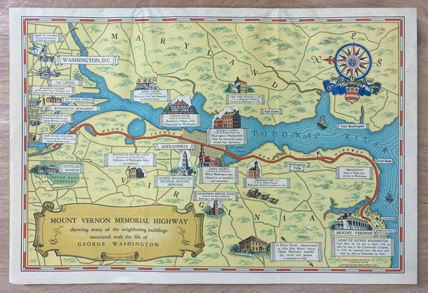 1932 Standard Oil Co. Life of George Washington Pictorial Map
