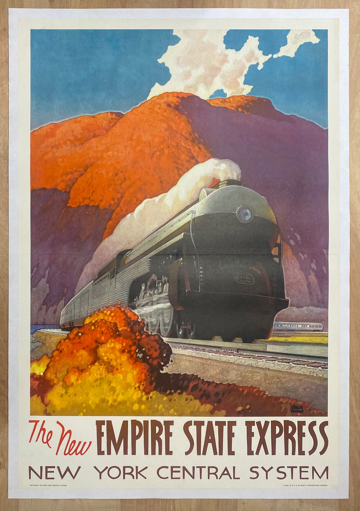 1941 New Empire State Express Leslie Ragan New York Central Lines Linen