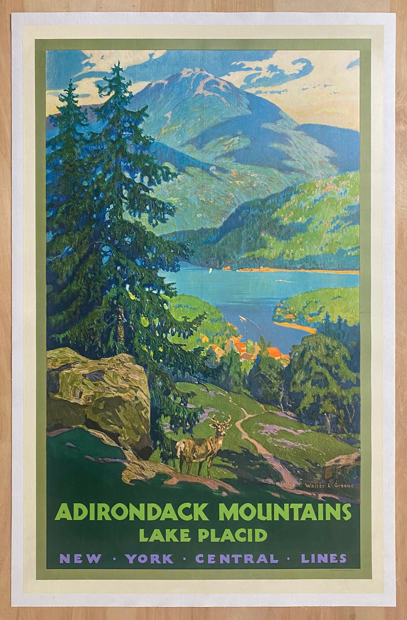 1930 Adirondak Mountains Lake Placid New York Central Lines Walter L. Greene