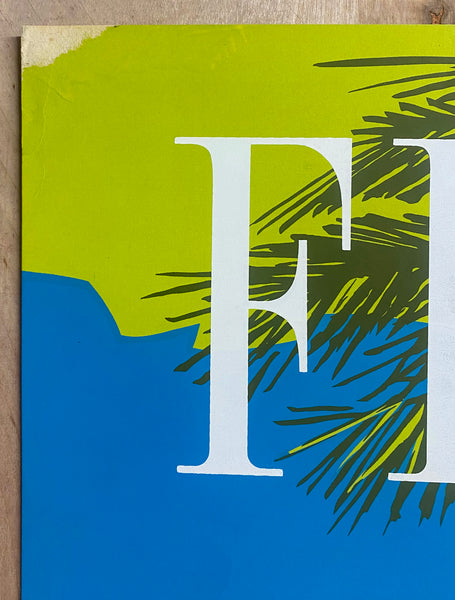 c.1960s Florida Delta Air Lines Pictorial Map John Hardy Mid-Century Modern