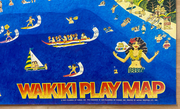 1975 Waikiki Play Map Pictorial Map Hawaii Sun Planning