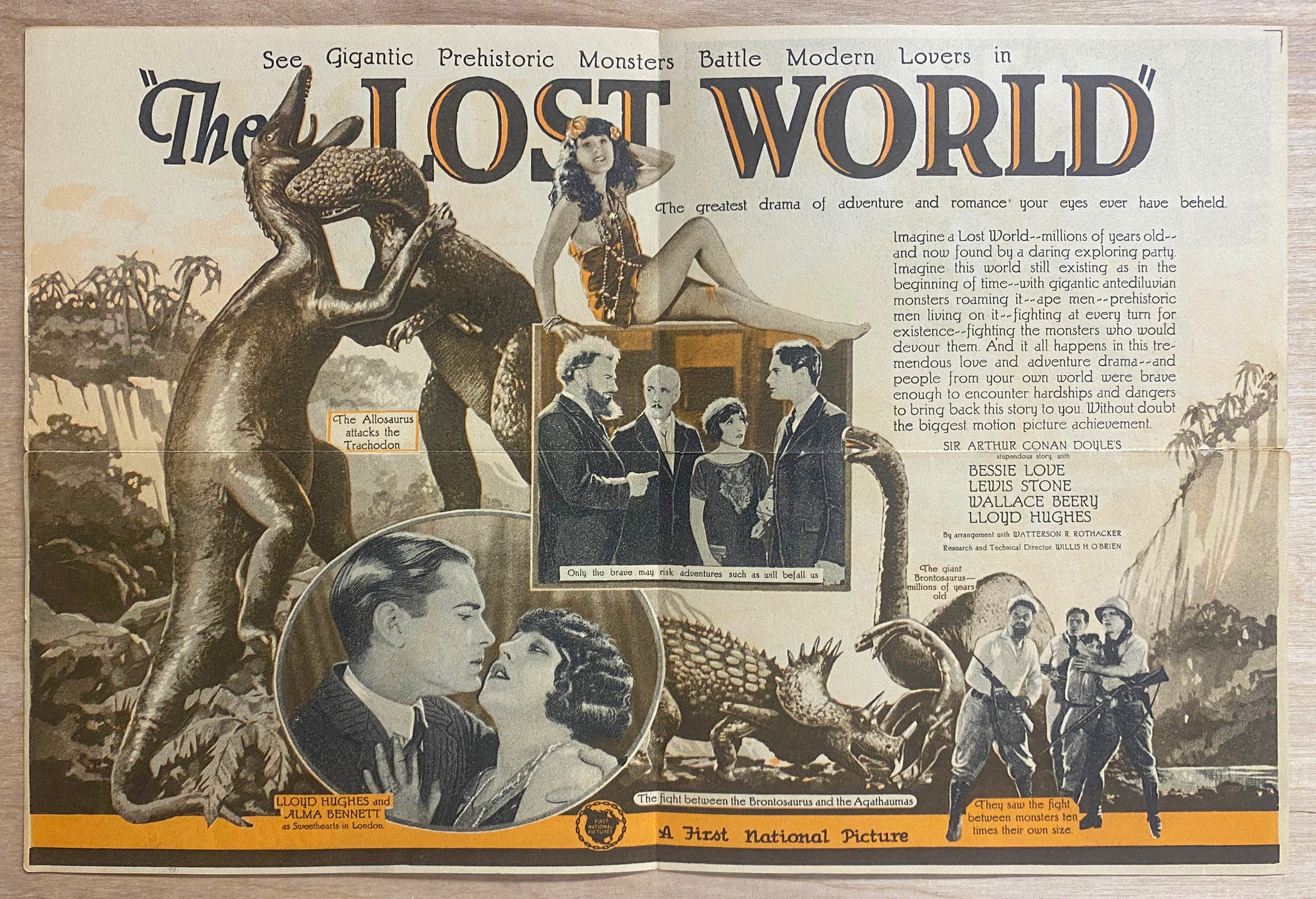 1925 THE LOST WORLD Silent Film Movie Herald Willis O’Brien Special Effects Pioneer