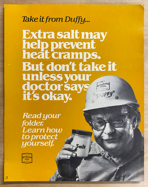c.1972 Take It From Duffy Bethlehem Steel Workplace Safety Lot