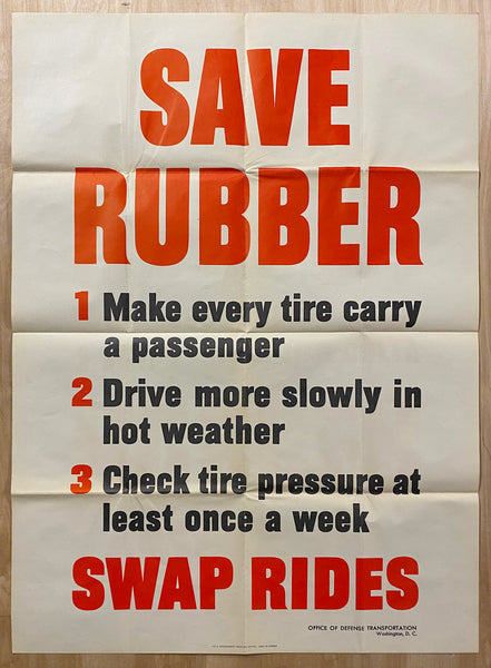 1942 Save Rubber Swap Rides WWII Homefront Conservation