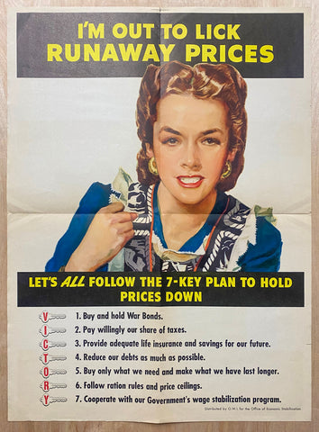 1943 I’m Out To Lick Runaway Prices WWII Homefront