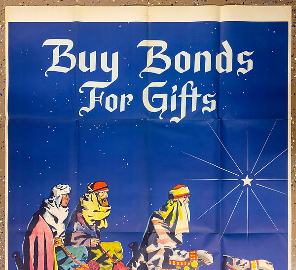 1945 Buy Bonds For Gifts On Sale At This Theater by Linn Ball Christmas WWII Largest
