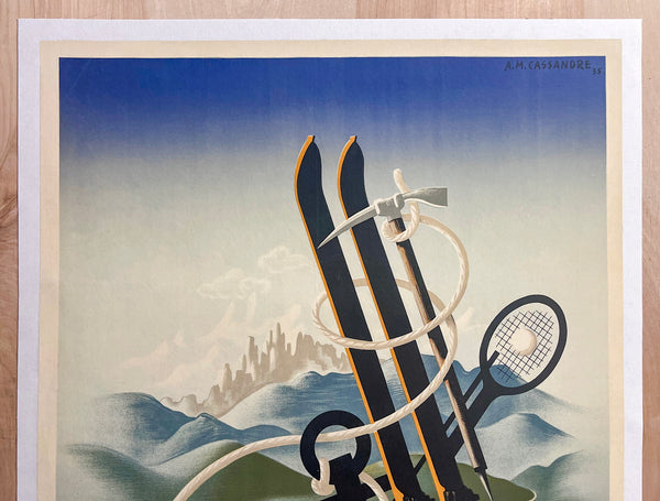1935 Italy The Ideal Land For All Sports Cassandre ENIT Golf Tennis Skiing