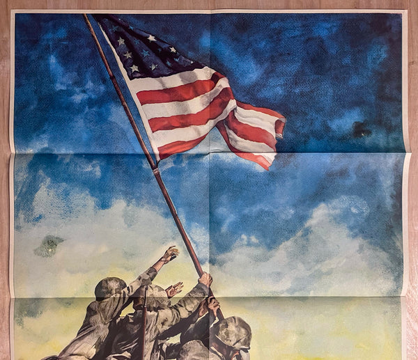 1945 Now All Together 7th War Loan Marines Beall Iwo Jima Flag Raising WWII Largest