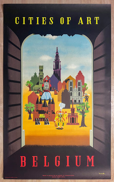 c.1951 Belgium Cities of Art by Louis Schell Belgian Travel