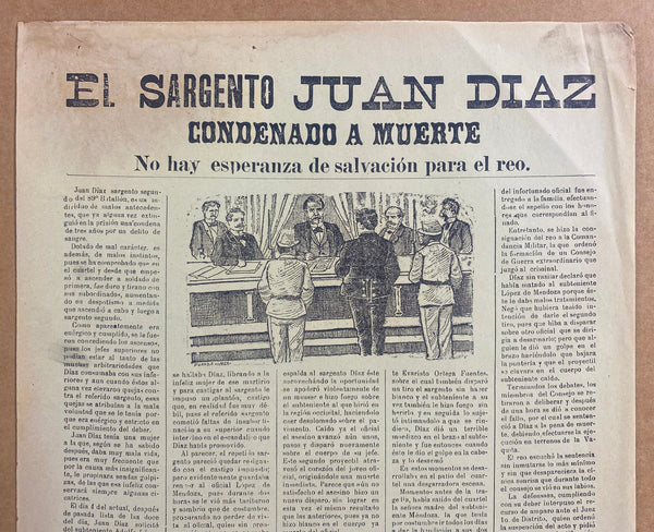 1914 El Sargento Juan Diaz Muerte Mexican Crime Broadside Jose Guadalupe Posada