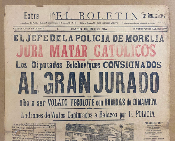 1921 El Boletin El Menuencjas Mexican Revolution Broadside Posada Bolsheviks