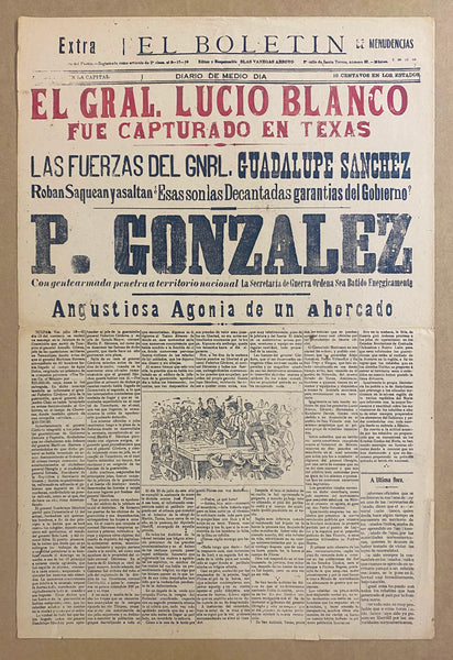 1921 El Boletin El Menuencjas Mexican Revolution Broadside by Posada