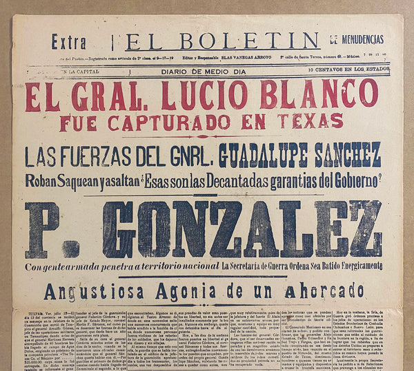 1921 El Boletin El Menuencjas Mexican Revolution Broadside by Posada