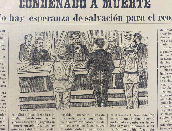 1914 El Sargento Juan Diaz Muerte Mexican Crime Broadside Jose Guadalupe Posada