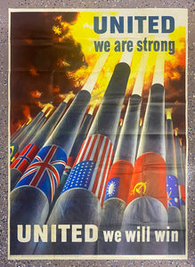 1943 United We Are Strong United We Will Win WWII OWI No. 64 Henry Koerner