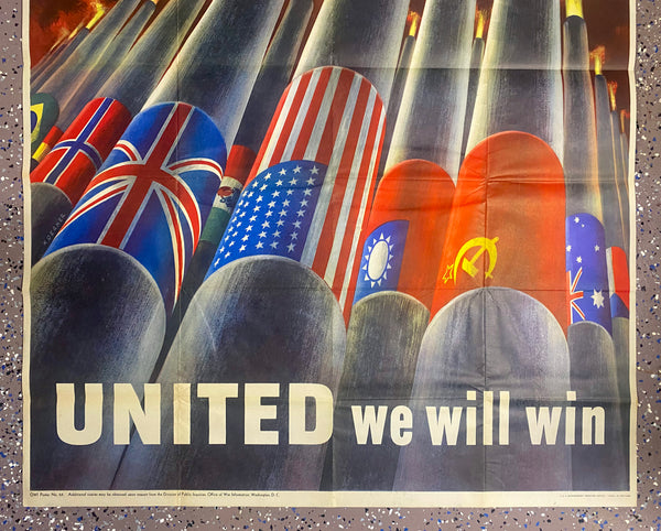 1943 United We Are Strong United We Will Win WWII OWI No. 64 Henry Koerner