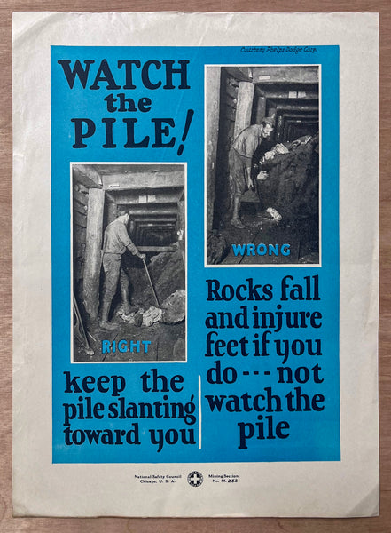 c.1927 National Safety Council Mining Mine Safety Small Format Poster Set of 9
