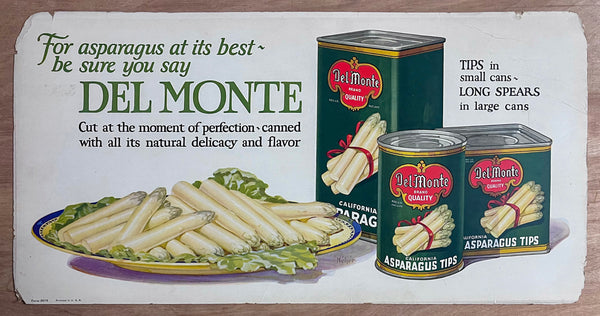 c.1920s Del Monte Asparagus Trolley Streetcar Sign Nelier Vintage