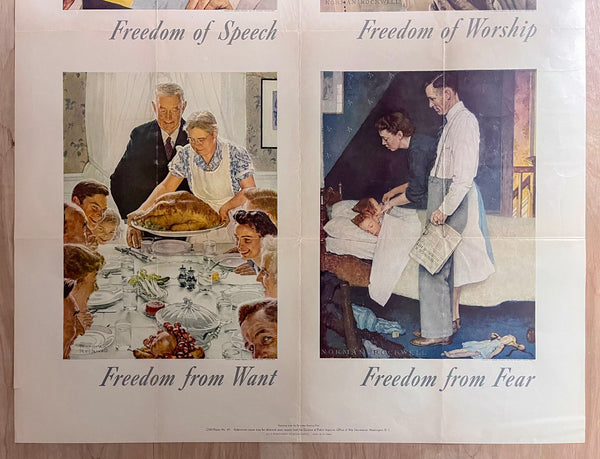 1943 Norman Rockwell Four Freedoms Composite Fear Want Worship Speech OWI No. 47