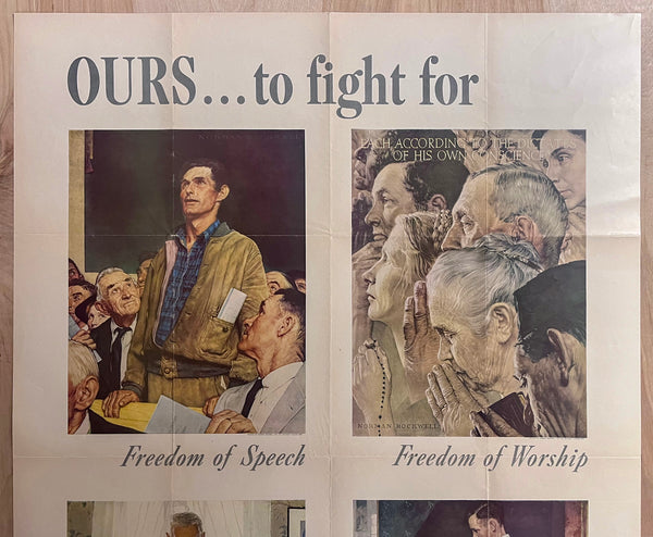 1943 Norman Rockwell Four Freedoms Composite Fear Want Worship Speech OWI No. 47