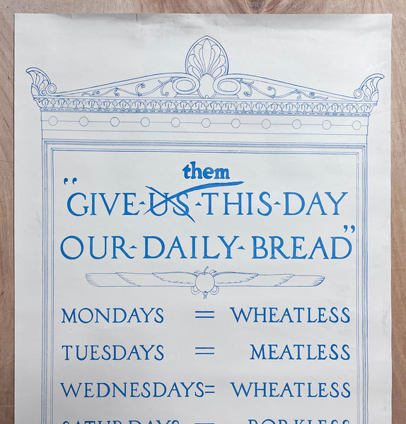 c.1918 Lord's Prayer Daily Bread Rationing United States Food Administration WWI