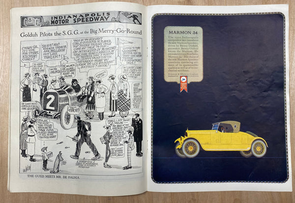 1920 Indianapolis 500 Racing Program Gaston Chevrolet Vintage Original